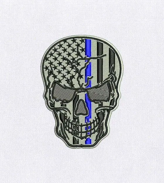 Patriotically Dangerous Skull Embroidery Design