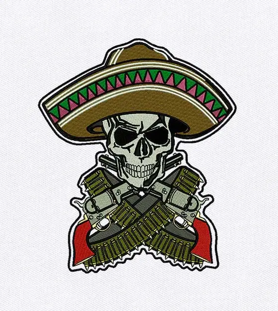 Dangerous Skeletal Cowboy Embroidery Design
