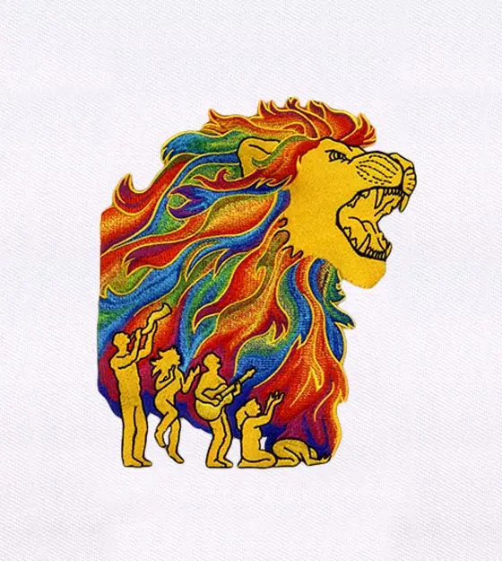Colorful Roaring Lion Embroidery Design