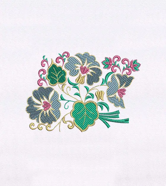 Colorful Leaves and Flower Embroidery Design