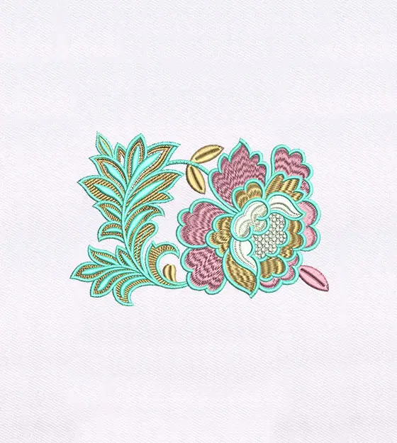 Beautifully Color Coordinated Flower Embroidery Design