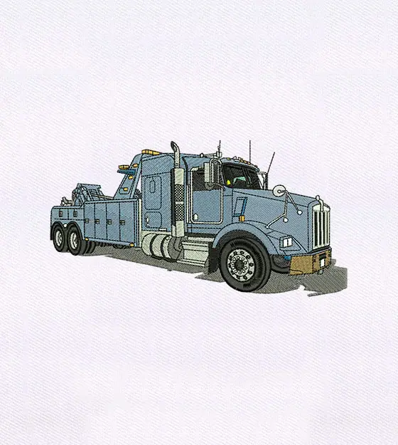 Blue Ginormous Industrial Truck Embroidery Design