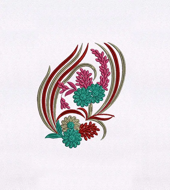 Wind Swept Flower Quilting Embroidery Design