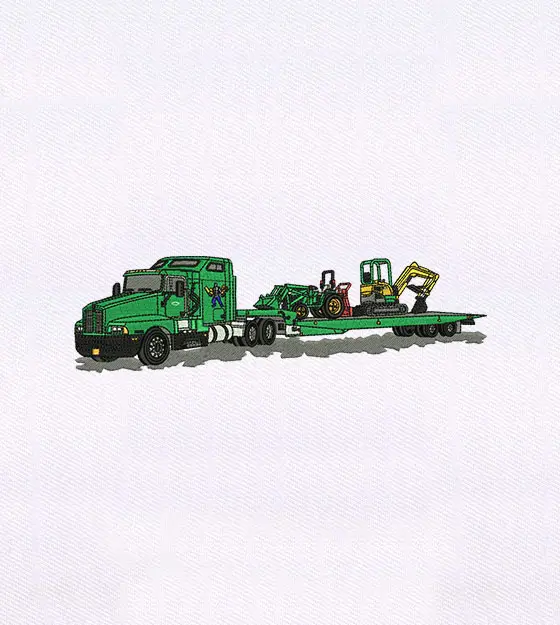 Tractor Transporting Truck Embroidery Design