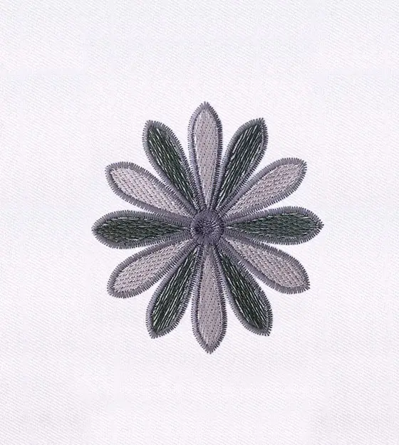 Dark and Fanned Out Flower Embroidery Design