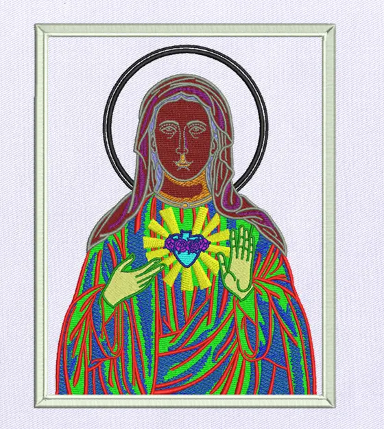 Religiously Poignant Virgin Mary Embroidery Design
