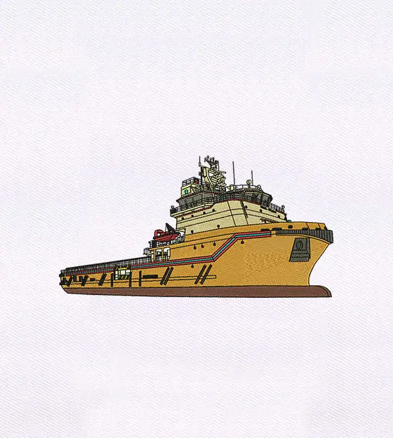 Yellow Grand Ocean Liner Ship Embroidery Design