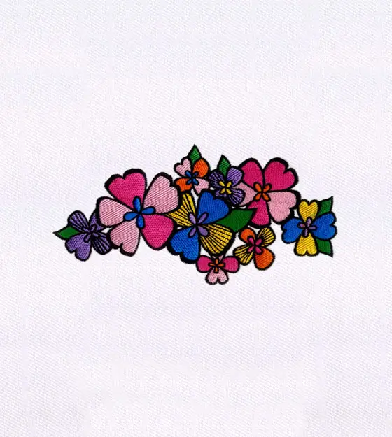 Colorful and Vibrant Flowers Embroidery Design