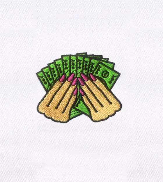Haughtily Flaunting Money Cap Embroidery Design