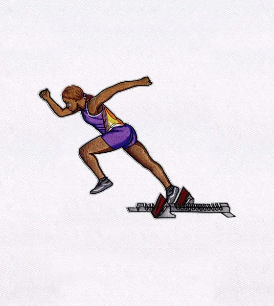 Running Track Athlete Embroidery Design