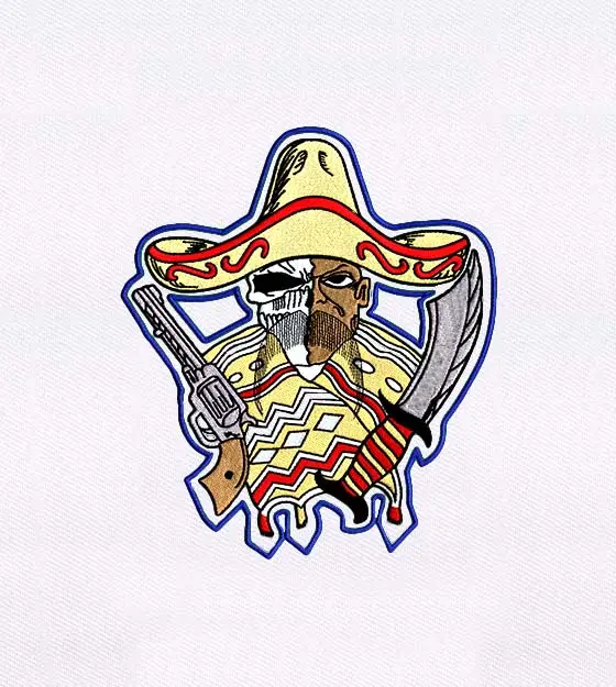 Creative Mexican Man and Skull Embroidery Design