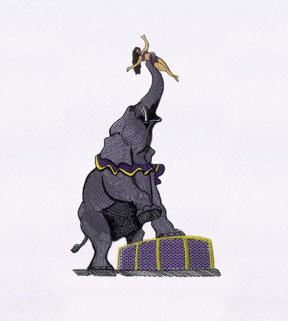 Elephant Embroidery Design – Circus Women Embroidery Design