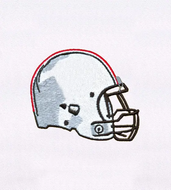 Artistic White Football Helmet Embroidery Design