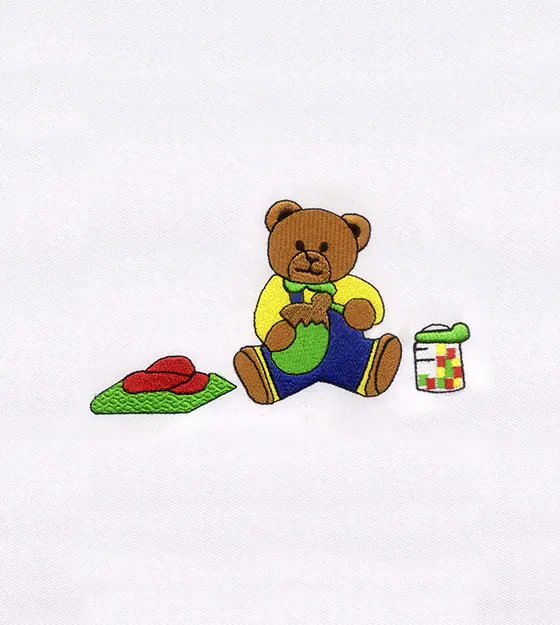 Playing and Eating Baby Bear Embroidery Design