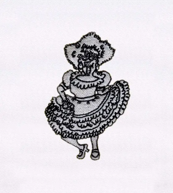 Black and White Dancing Old Lady Embroidery Design