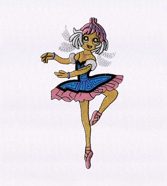 Dancing Ballerina Fairy Embroidery Design