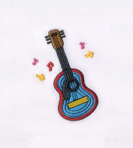 Colorfully in Tune Guitar Embroidery Design