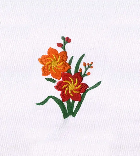 Breathtakingly Orange and Red Flowers Embroidery Design