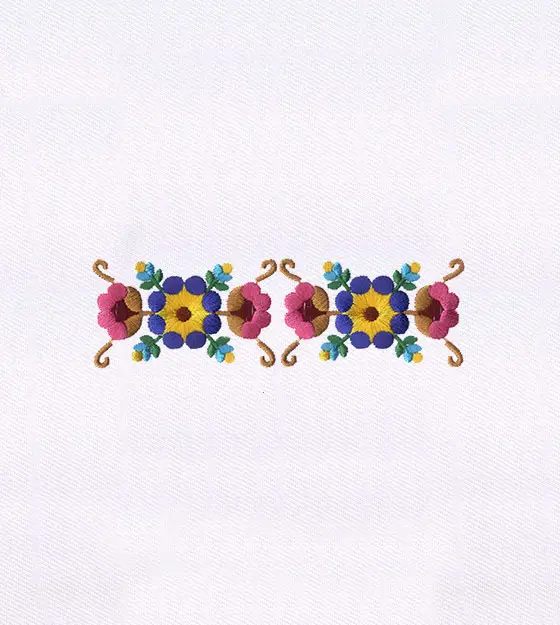 Meticulously Color Coordinated Flowers Embroidery Design