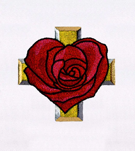 Heart Rose and a Cross Embroidery Design