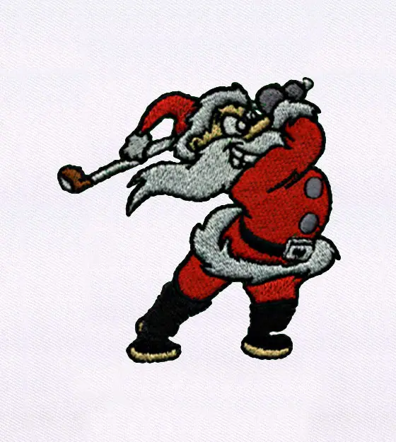 Golf Playing Santa Claus Embroidery Design