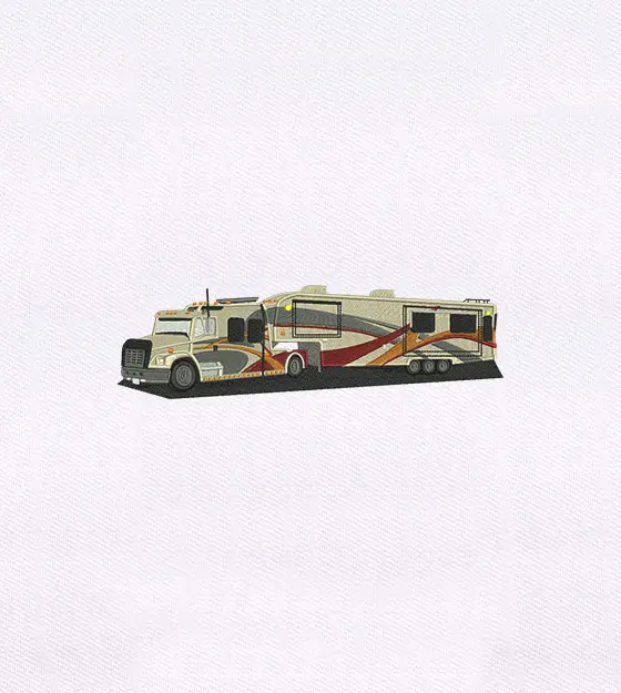 Modern Camouflage Trailer Truck Embroidery Design