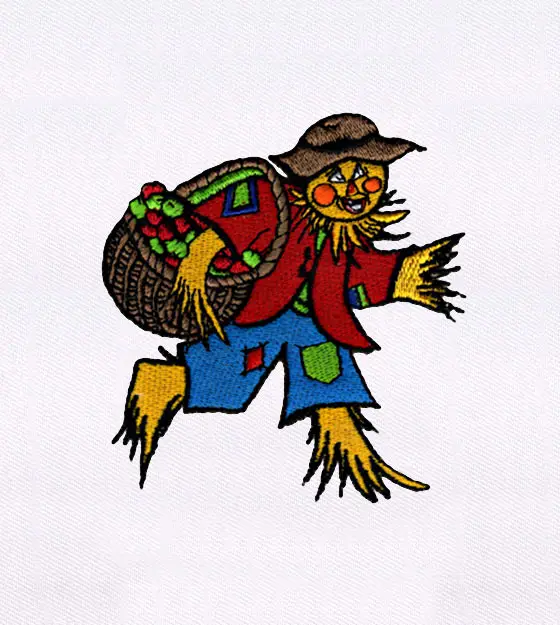 Apples Collecting Charming Scarecrow Embroidery Design