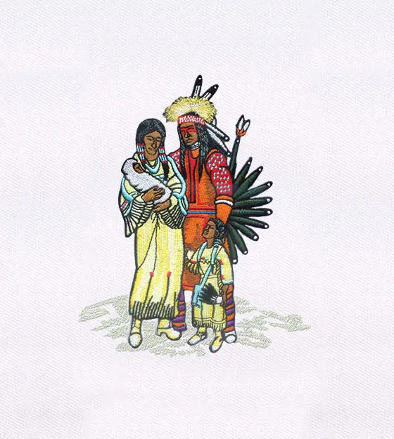 Native American Chief and Family Embroidery Design