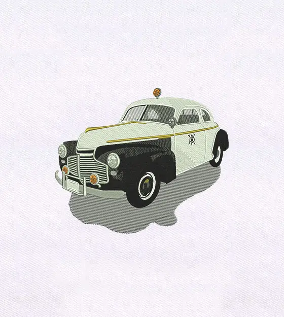 Vintage Styled Police Cars Embroidery Design