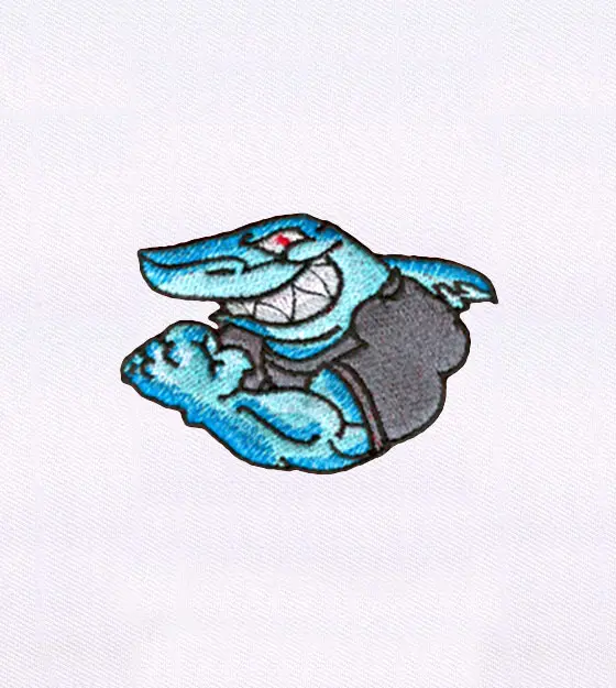 Dauntless Muscular Army Shark Embroidery Design