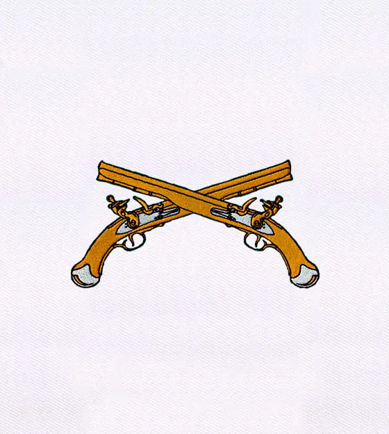 Old Style Golden Musket Guns Embroidery Design