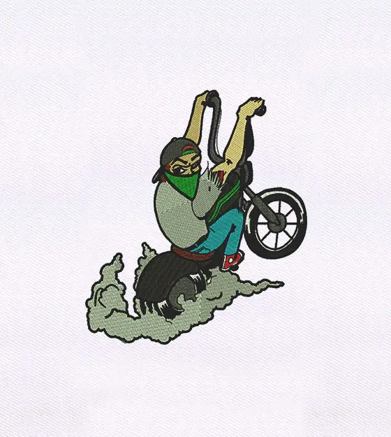 Devil May Care Attitude Biker Embroidery Design