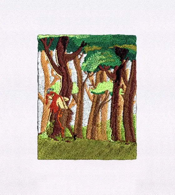 Long Haired Satyr in a Forest Embroidery Design