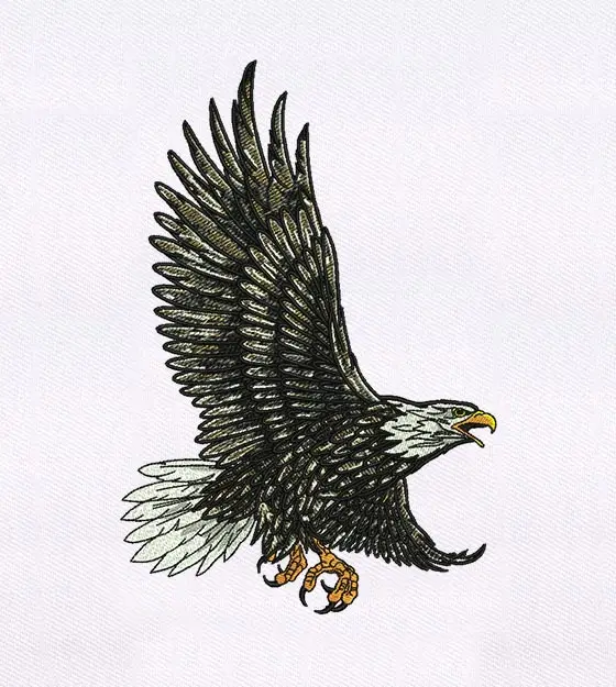 Meticulously Feather Detailed Eagle Embroidery Design