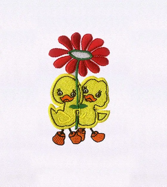 Flower Shading Lovely Ducklings Embroidery Design