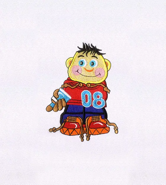 Gleefully Mischievous Young Boy Embroidery Design