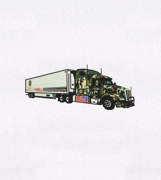 Camouflage Military Truck Embroidery Design