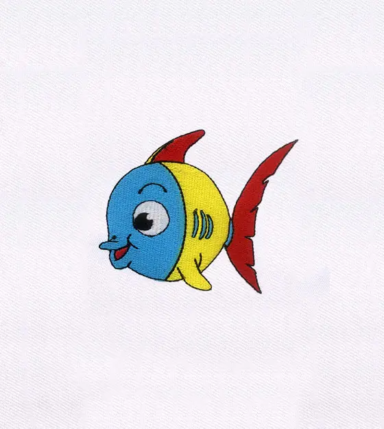Blue and Yellow Baby Fish Embroidery Design