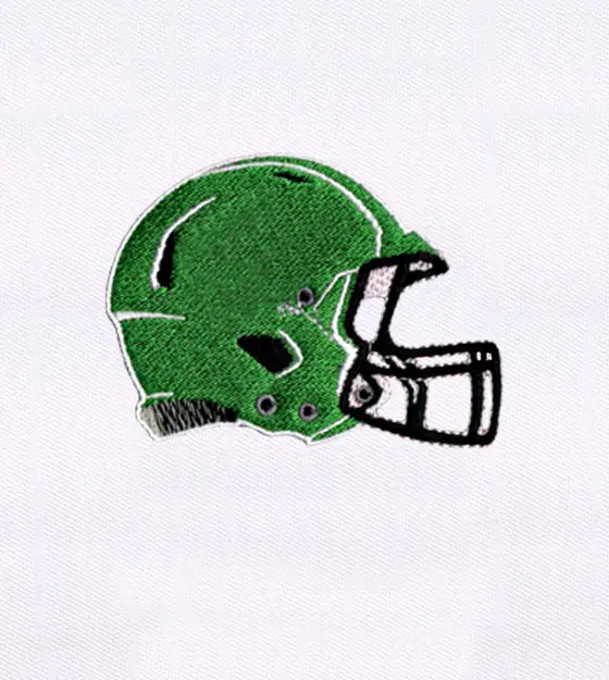 Green Football Helmet Embroidery Design