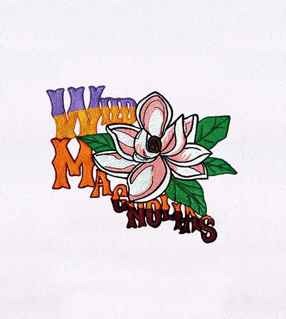 Beautiful Wild Pink Magnolia Flowers Embroidery Design