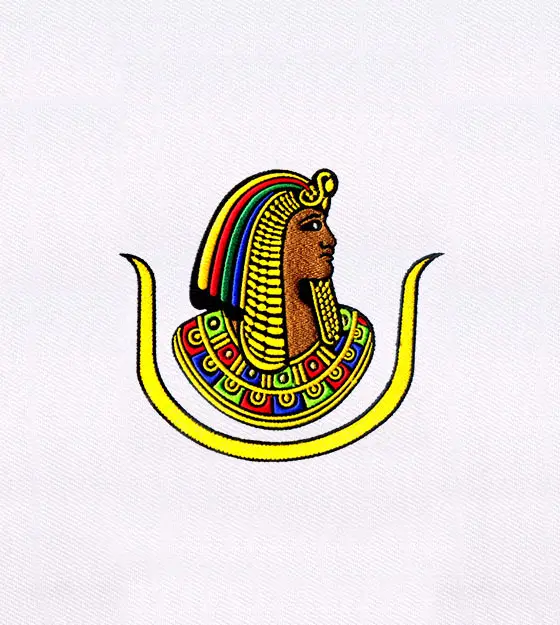 Colorful Egyptian Pharaoh Head Embroidery Design