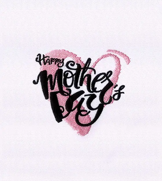 Pink and Black Heart Mothers Day Embroidery Design
