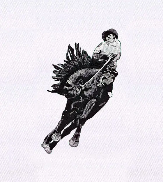 Gray Toned Jockey and Racing Horse Embroidery Design