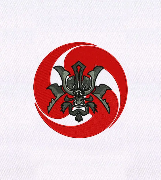 Ronin Symbol and Samurai Mask Embroidery Design
