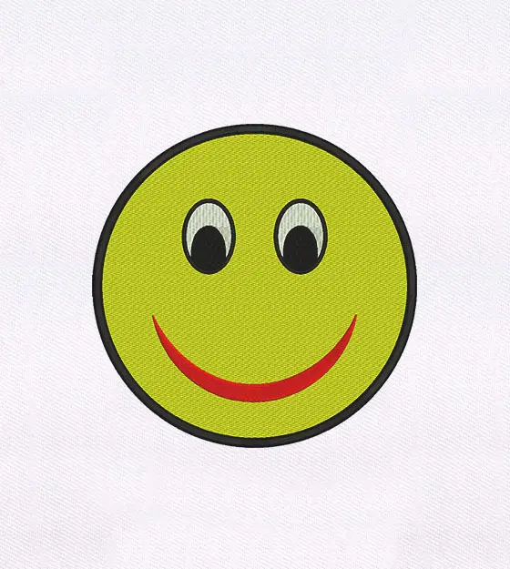 Yellow Uninhibitedly Smiling Emoji Embroidery Design