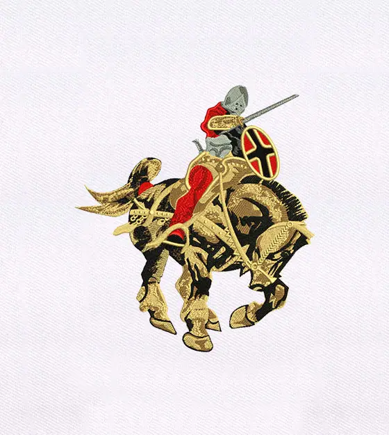 Horse Mounted Gallant Knight Embroidery Design