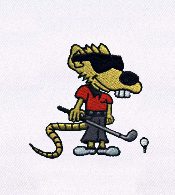 Cool Bucktooth Rat Golfer Embroidery Design