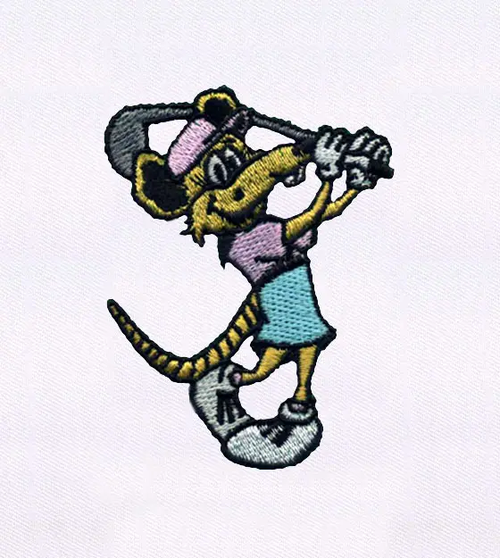 Charming Female Rat Golfer Embroidery Design