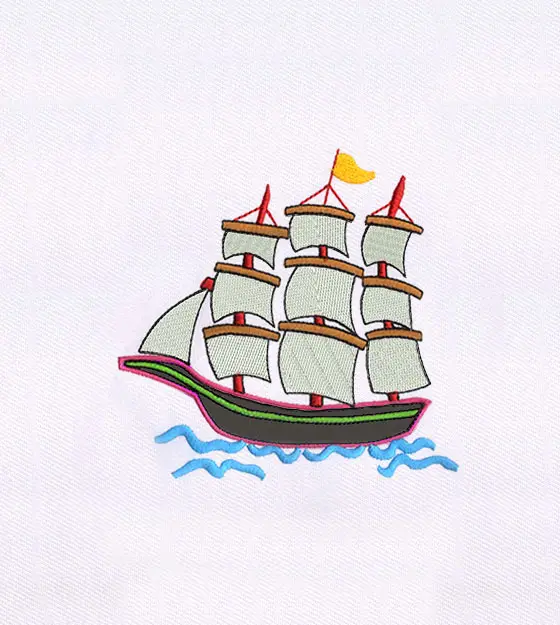 High Sailing Old Ship Applique Embroidery Design