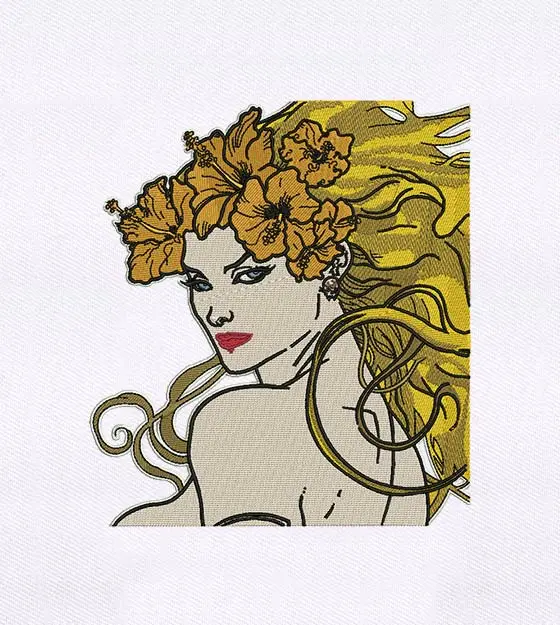 Blonde Bombshell Warrior Woman Embroidery Design